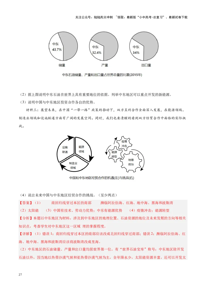 专题12中东与西亚（解析版）_02中考总复习（2026版更新中）_09-地理-中考总复习_2024年中考复习资料_专项复习资料_完三年（2021-2023）中考地理真题分项汇编（全国通用）_解析版