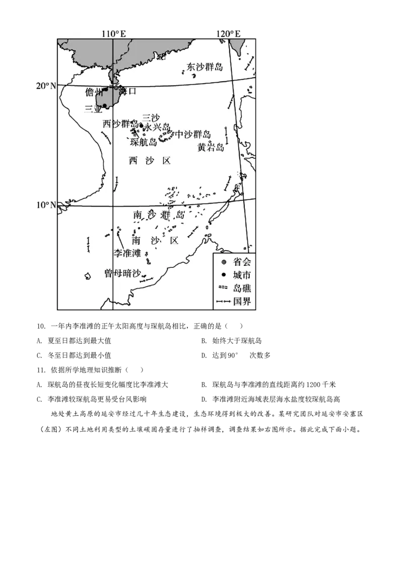 2022年海南省高考地理真题（原卷版）_全国卷+地方卷_8.地理_1.地理高考真题试卷_2022年高考-地理_2022年海南卷-地理