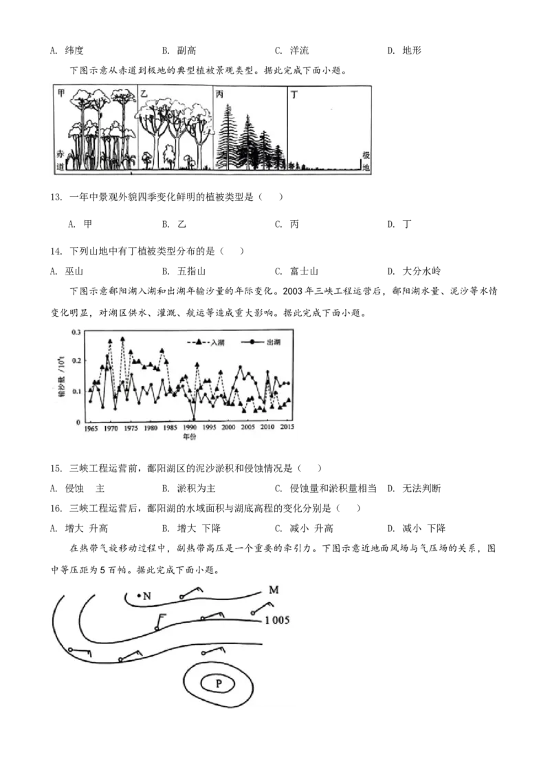 2020年高考地理（原卷版）（海南卷）_全国卷+地方卷_8.地理_1.地理高考真题试卷_2008-2020年_地方卷_海南高考地理08-20_A4word版_原卷版（建议只打印原卷版，答案版手机对答案即可）