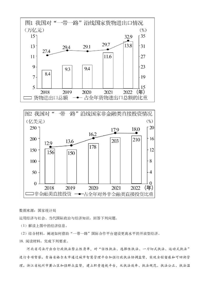 2023年高考政治真题（河北自主命题）（原卷版）_全国卷+地方卷_9.政治_1.政治高考真题试卷_2023年高考-政治_2023年河北自主命题
