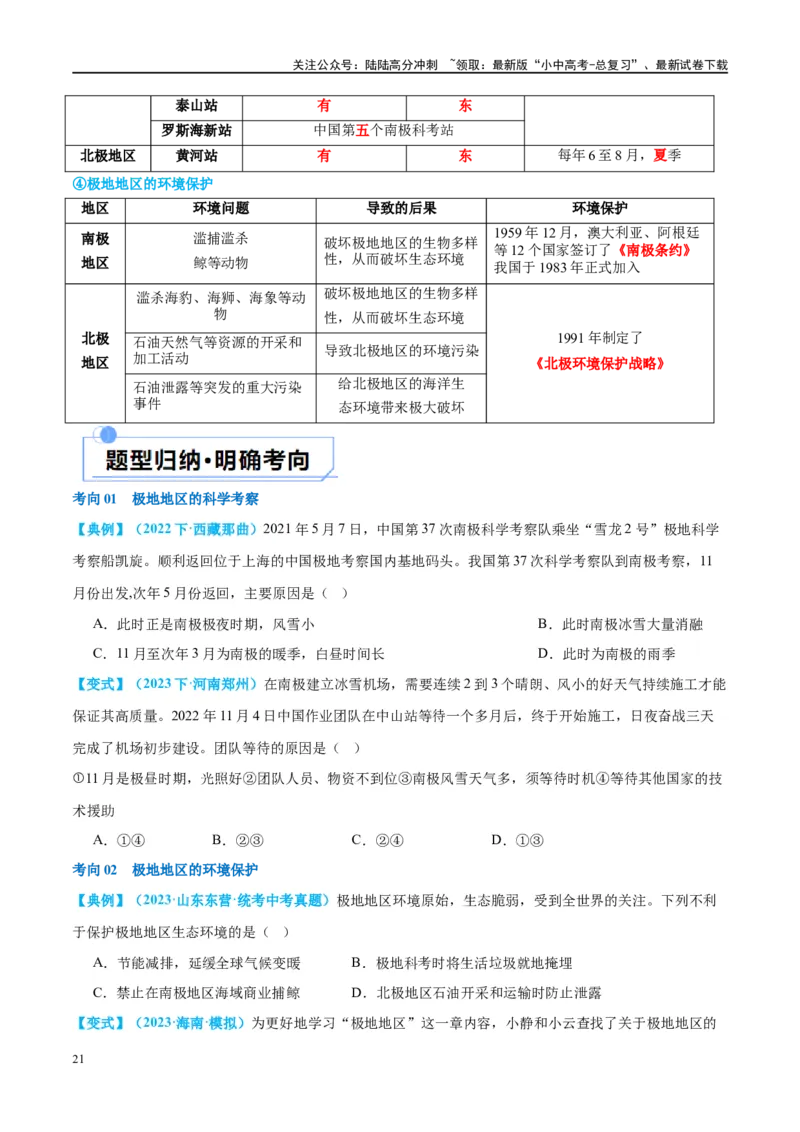 专题12撒哈拉以南的非洲和极地地区（讲义）（原卷版）_02中考总复习（2026版更新中）_09-地理-中考总复习_2024年中考复习资料_一轮复习_❤2024年中考地理一轮复习讲练测（全国通用）