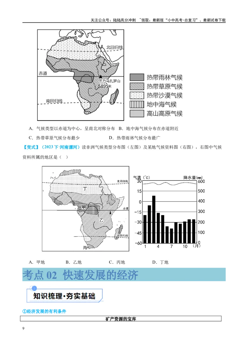 专题12撒哈拉以南的非洲和极地地区（讲义）（原卷版）_02中考总复习（2026版更新中）_09-地理-中考总复习_2024年中考复习资料_一轮复习_❤2024年中考地理一轮复习讲练测（全国通用）