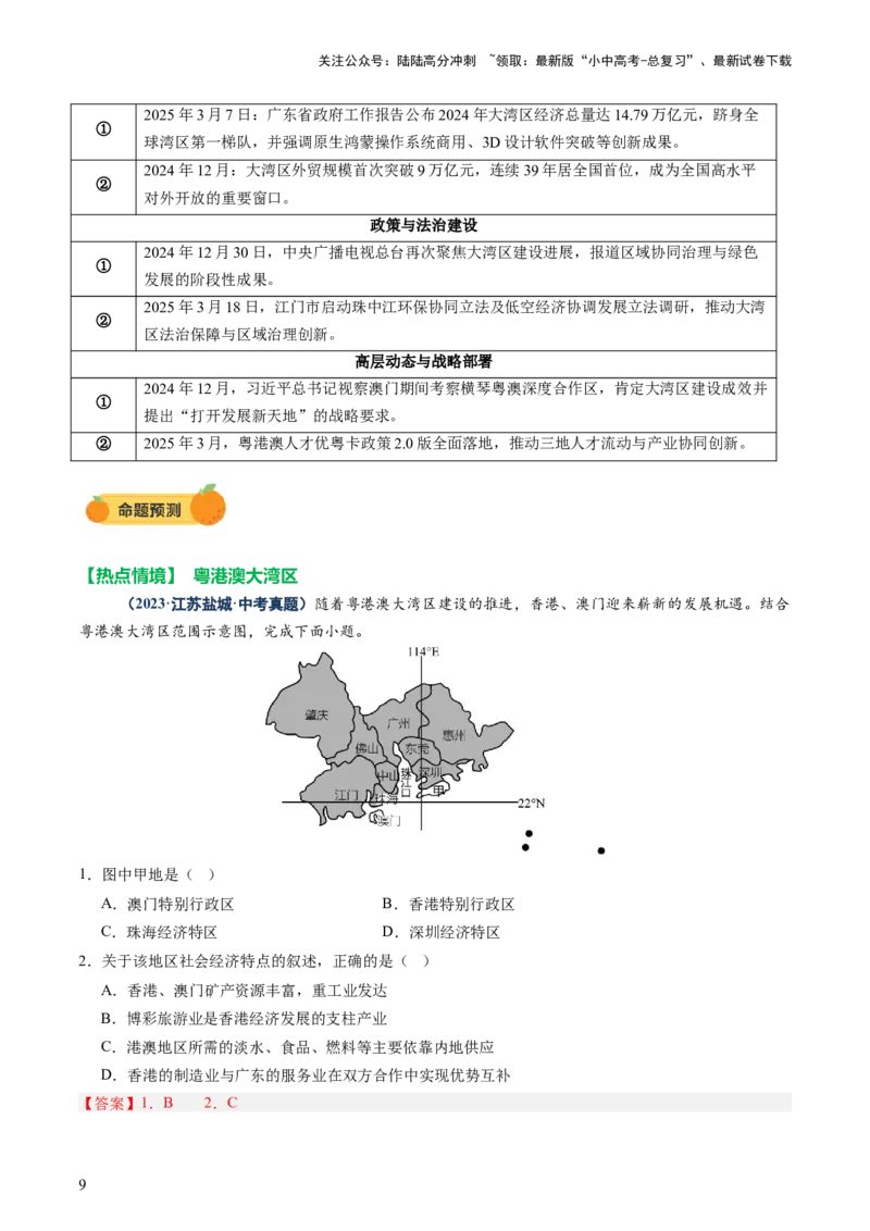 专题10中国重点、热点区域（讲练）（解析版）_02中考总复习（2026版更新中）_09-地理-中考总复习_2025中考地理复习资料_2025中考二轮课件ppt+讲义+练习地理_讲义+练习