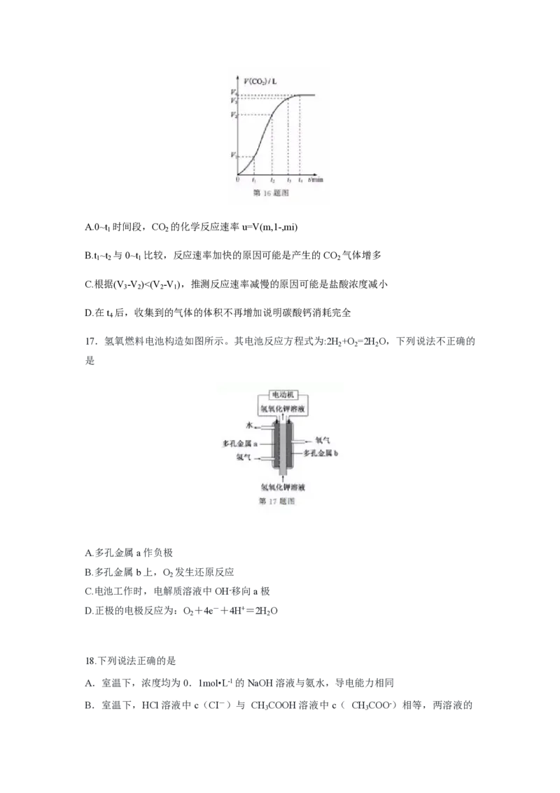 2019年浙江省高考化学1月（原卷版）_全国卷+地方卷_5.化学_1.化学高考真题试卷_2008-2020年_地方卷_浙江高考化学2008-2021_A4word版_PDF版（赠送）