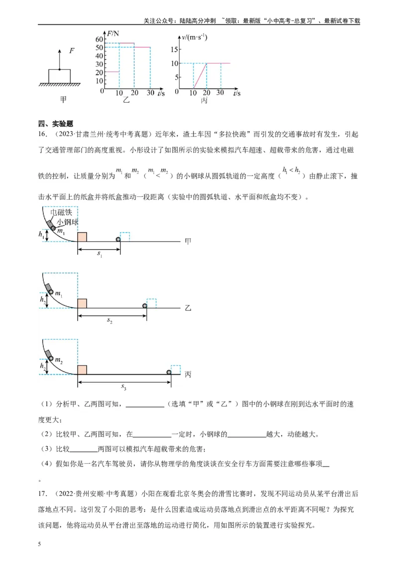 专题11功和机械能《功和机械能》章末综合训练（学生版）_02中考总复习（2026版更新中）_04-物理-中考总复习_2024年中考复习资料_专项复习资料_专项训练+章末综合检测（学生版+教师版）