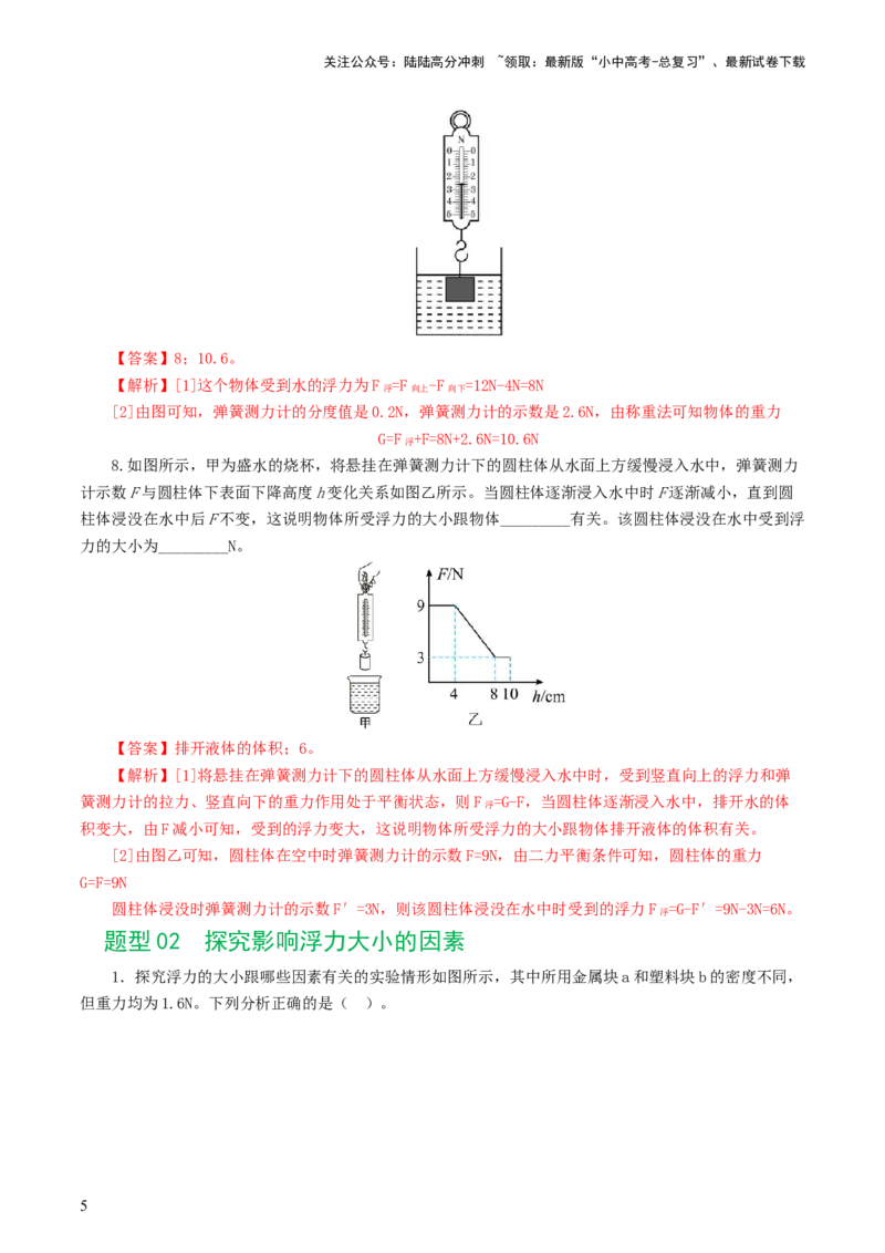 专题11浮力（7题型）（练习）（解析版）_02中考总复习（2026版更新中）_04-物理-中考总复习_2024年中考复习资料_一轮复习_课件+讲义+练习2024年中考物理一轮复习讲练测（全国通用）