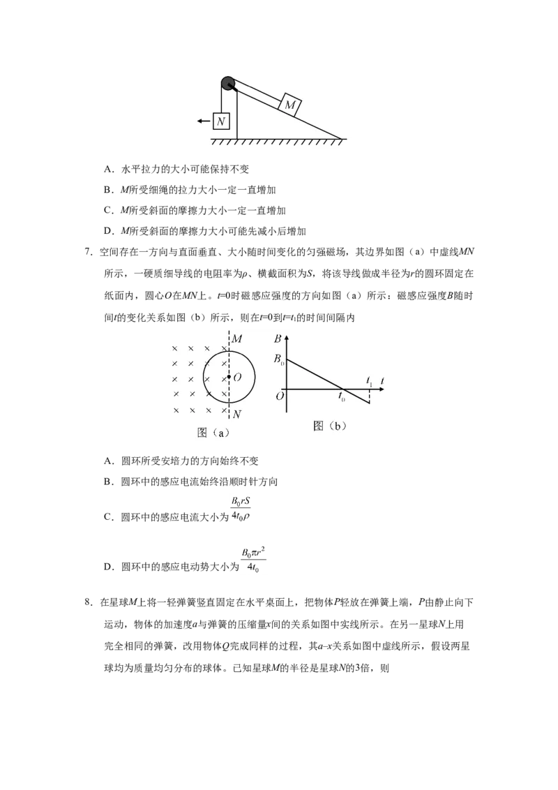 2019年高考真题物理（山东卷）（原卷版）_全国卷+地方卷_4.物理_1.物理高考真题试卷_2008-2020年_地方卷_山东高考物理08-21_山东高考物理_A4版