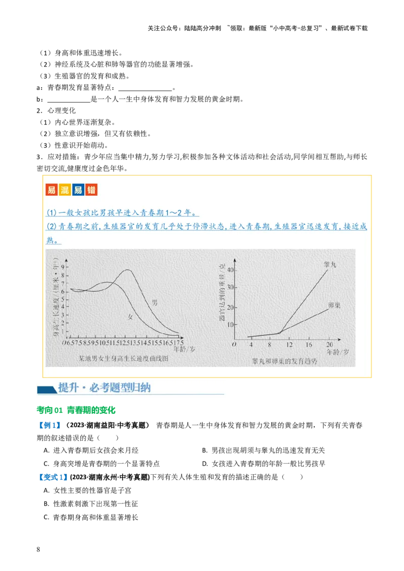 专题09人的由来（讲义）（原卷版）_02中考总复习（2026版更新中）_08-生物-中考总复习_2024年中考复习资料_一轮复习_❤2024年中考生物一轮复习讲练测（全国通用）_讲义