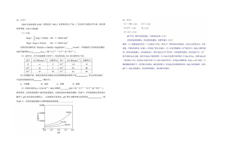 2018年海南高考化学试题及答案_全国卷+地方卷_5.化学_1.化学高考真题试卷_2008-2020年_地方卷_海南高考化学2008-2020_A3word版_答案版