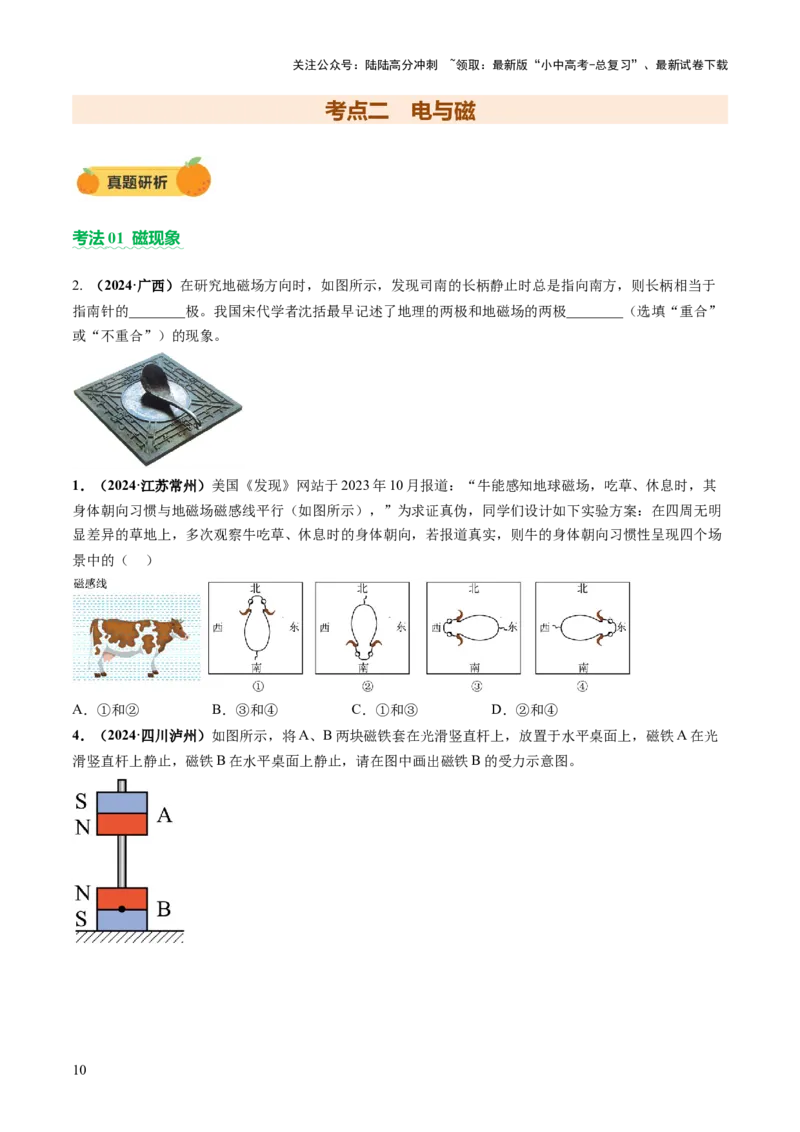 专题10家庭电路、电与磁、信息、能源、材料（讲练）（原卷版）_02中考总复习（2026版更新中）_04-物理-中考总复习_2025年中考复习资料_2025中考二轮课件ppt+讲义+练习物理_讲义+练习