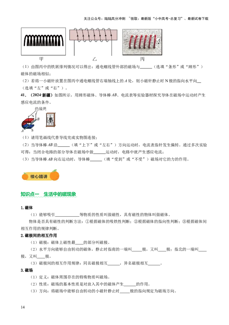 专题10家庭电路、电与磁、信息、能源、材料（讲练）（原卷版）_02中考总复习（2026版更新中）_04-物理-中考总复习_2025年中考复习资料_2025中考二轮课件ppt+讲义+练习物理_讲义+练习