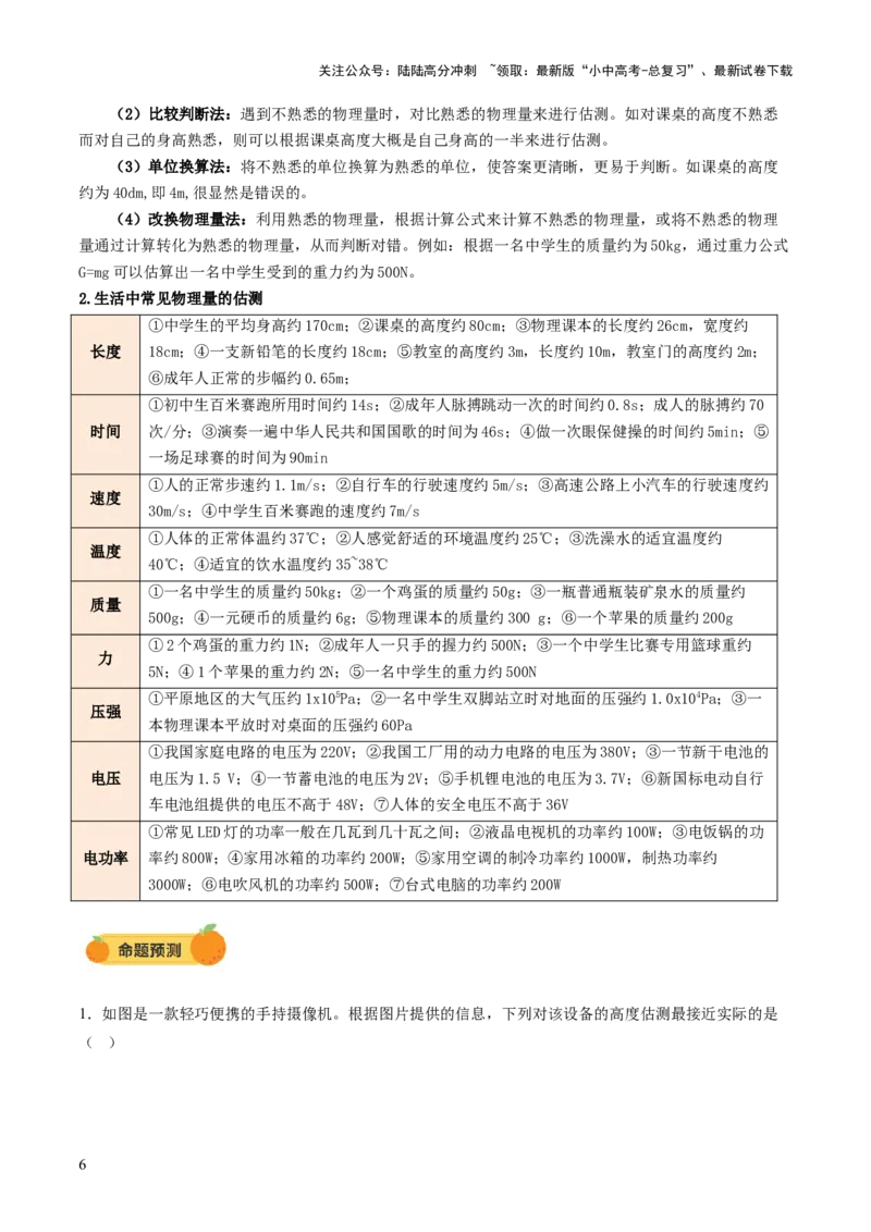 专题11估算估测、物理学史、仪器的使用及读数（讲练）（解析版）_02中考总复习（2026版更新中）_04-物理-中考总复习_2025年中考复习资料_2025中考二轮课件ppt+讲义+练习物理_讲义+练习