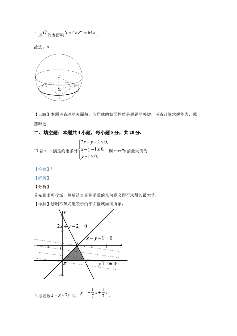 2020年全国统一高考数学试卷（文科）（新课标Ⅰ）（解析版）_全国卷+地方卷_2.数学_1.数学高考真题试卷_2008-2020年_地方卷_福建高考数学07-22_A4word版
