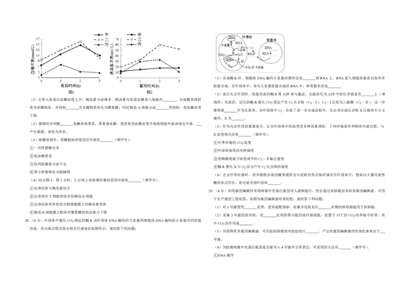 2019年江苏省高考生物试卷_全国卷+地方卷_6.生物_1.生物高考真题试卷_2008-2020年_地方卷_江苏高考生物07-20_A3word版_PDF版（赠送）