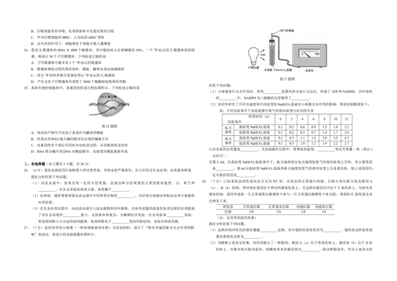 2019年浙江省高考生物1月（原卷版）_全国卷+地方卷_6.生物_1.生物高考真题试卷_2008-2020年_地方卷_浙江高考生物08-21_A3word版_原卷版（建议只打印原卷版，解析版手机对答案即可）