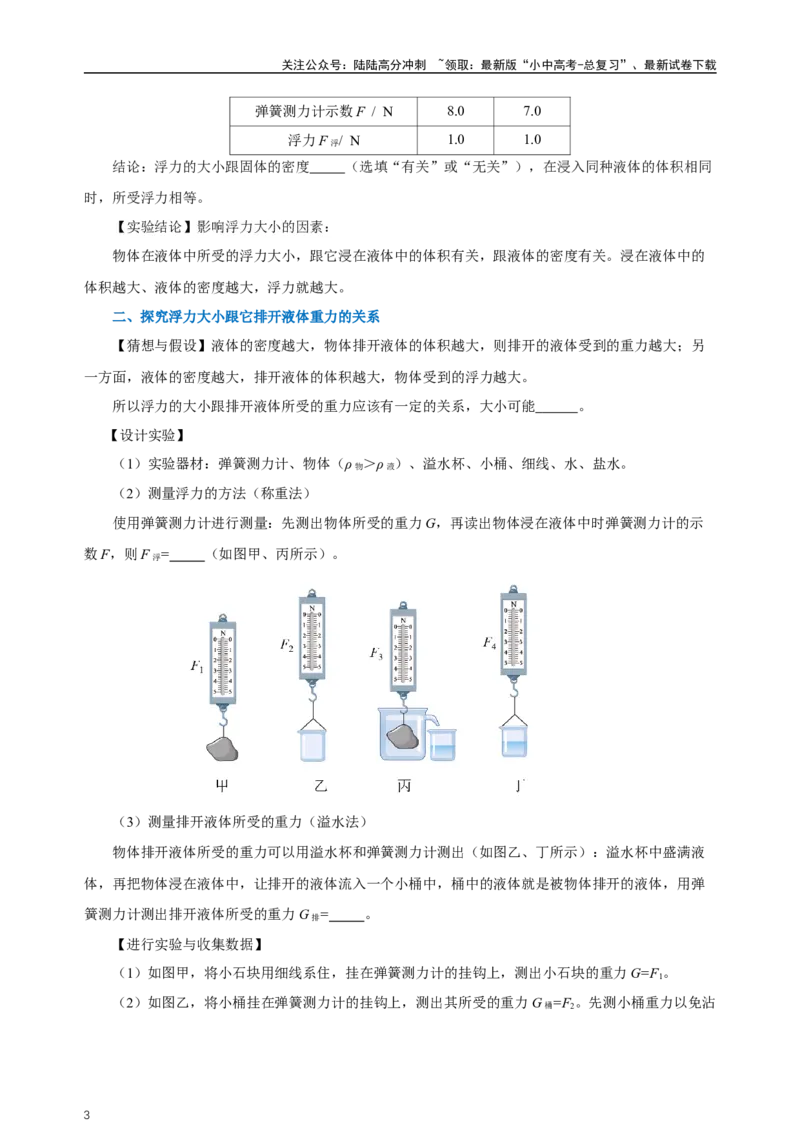 专题10浮力（知识梳理+典例+练习）-2024物理中考一轮复习精品资料（学生版）_02中考总复习（2026版更新中）_04-物理-中考总复习_2024年中考复习资料_一轮复习_配套练习
