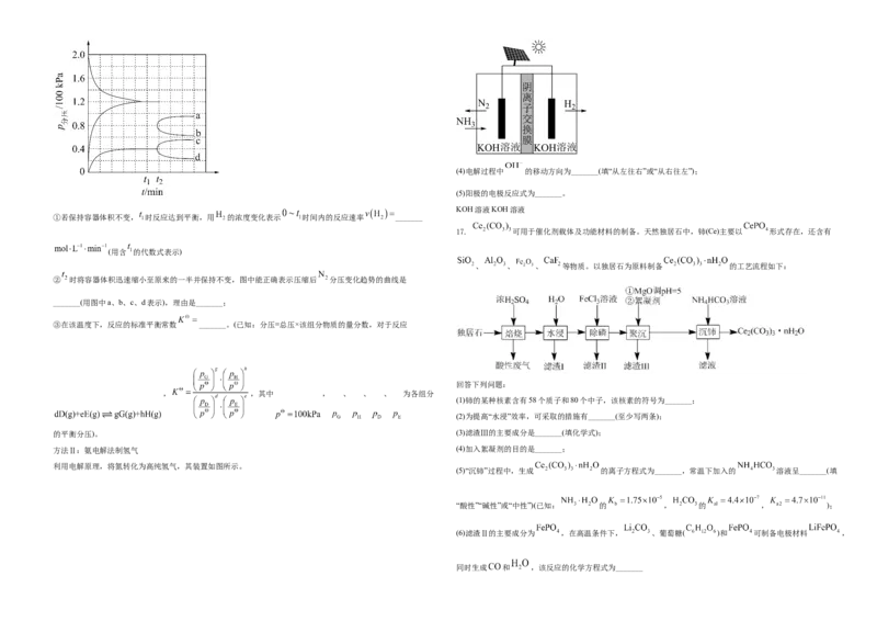 2021年湖南省普通高中学业水平选择性考试化学试题（湖南卷）（原卷版）A3_全国卷+地方卷_5.化学_1.化学高考真题试卷_2021年高考-化学_2021年新高考湖南化学_A3Word版
