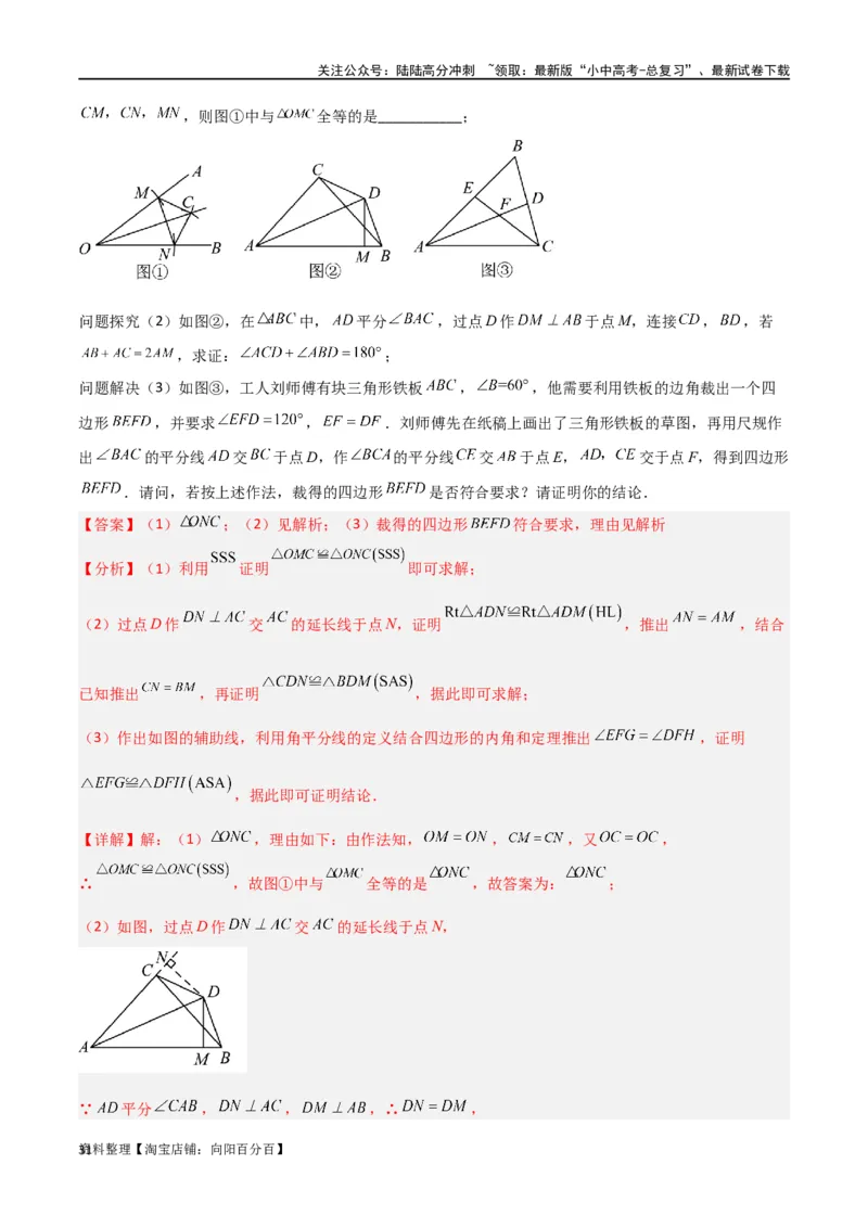 专题12全等模型-角平分线模型（解析版）_02中考总复习（2026版更新中）_02-数学-中考总复习_2024年中考复习资料_专项复习资料_答案解析版