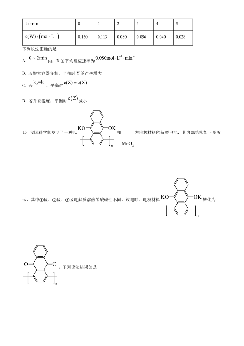 2023年高考化学真题（河北自主命题）（原卷版）_全国卷+地方卷_5.化学_1.化学高考真题试卷_2023年高考-化学_2023年河北自主命题