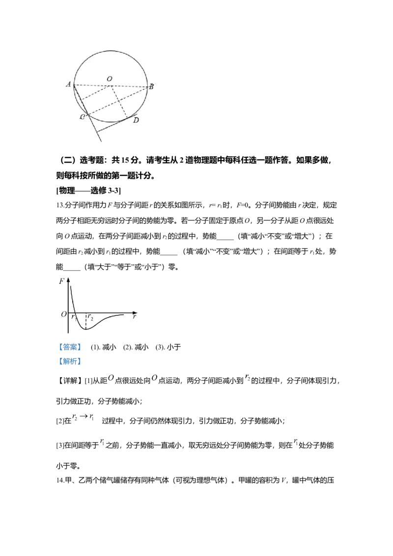 2020年全国统一高考物理试卷（新课标Ⅰ）（解析版）_全国卷+地方卷_4.物理_1.物理高考真题试卷_2008-2020年_全国卷物理_全国统一高考物理（新课标ⅰ）08-21_A4word版