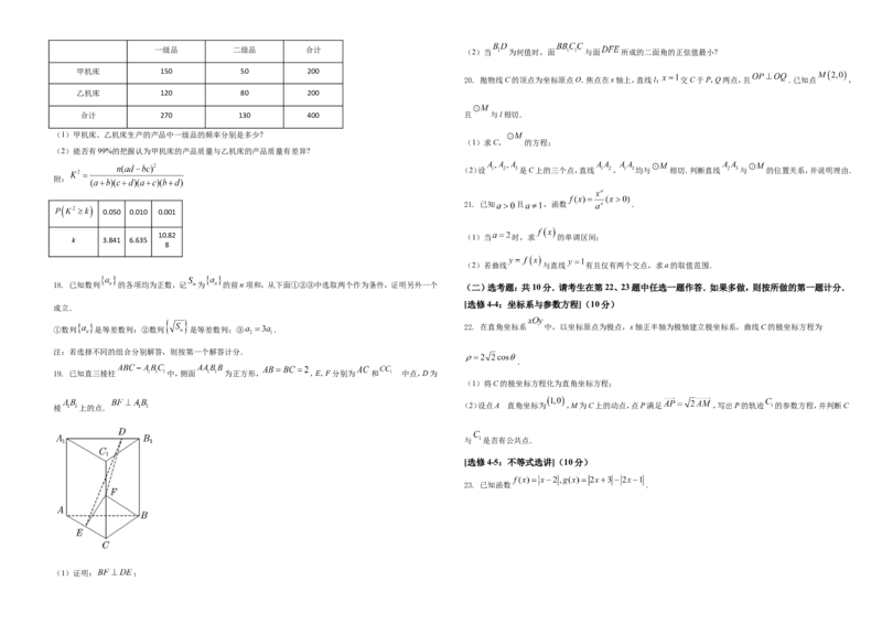 2021年全国高考甲卷数学（理）试题（原卷版）A3_全国卷+地方卷_2.数学_1.数学高考真题试卷_2021年高考-数学_2021全国甲卷&mdash;数学（理）_A3Word版