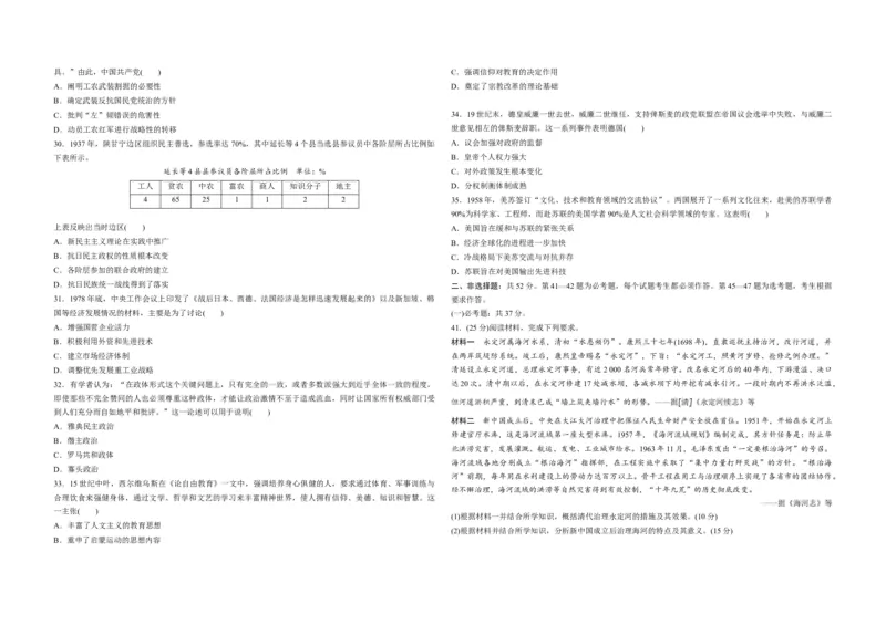 2020年全国统一高考历史试卷（新课标Ⅱ）（原卷版）_全国卷+地方卷_7.历史_1.历史高考真题试卷_2008-2020年_全国卷_全国统一高考历史（新课标ⅱ）08-21_A3word版