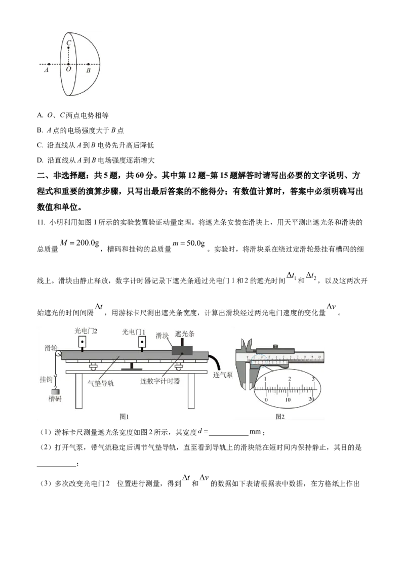 2021年江苏省普通高中学业水平选择性考试物理试题（江苏新高考）（原卷版）_全国卷+地方卷_4.物理_1.物理高考真题试卷_2021年高考-物理_2021新高考江苏物理卷