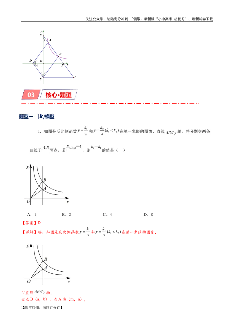 专题1-4一文搞定反比例函数7个模型，13类题型（解析版）_02中考总复习（2026版更新中）_02-数学-中考总复习_2024年中考复习资料_专项复习资料_教师版（含答案解析）