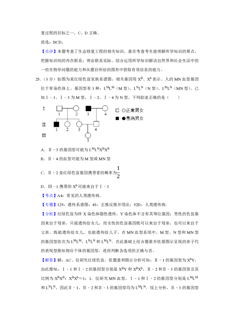 2019年江苏省高考生物试卷解析版_全国卷+地方卷_6.生物_1.生物高考真题试卷_2008-2020年_地方卷_江苏高考生物07-20_A4word版_PDF版（赠送）