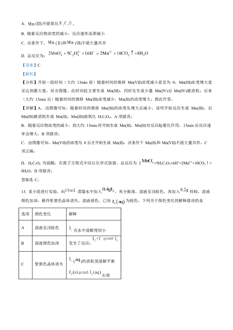 2023年高考化学真题（辽宁自主命题）（解析版）_全国卷+地方卷_5.化学_1.化学高考真题试卷_2023年高考-化学_2023年辽宁自主命题