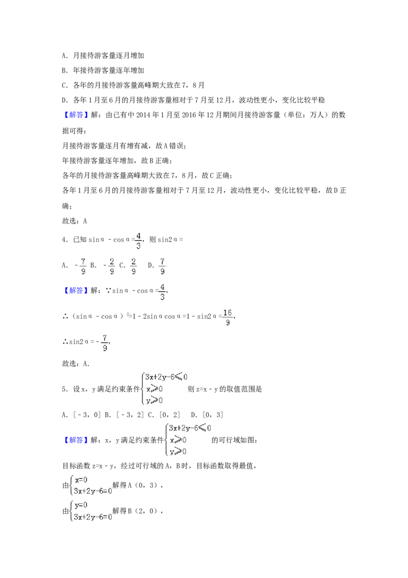 2017年四川高考文科数学试卷（word版）和答案_全国卷+地方卷_2.数学_1.数学高考真题试卷_2008-2020年_地方卷_地方卷高考文科数学_四川文科数学