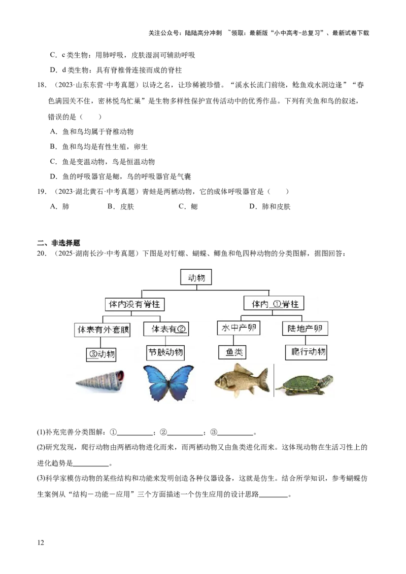 专题09各种各样的生物（全国通用）（原卷版）_02中考总复习（2026版更新中）_08-生物-中考总复习_2026年中考复习（更新中）