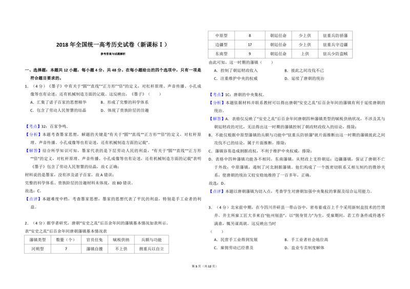 2018年全国统一高考历史试卷（新课标Ⅰ）（解析版）_全国卷+地方卷_7.历史_1.历史高考真题试卷_2008-2020年_全国卷_全国统一高考历史（新课标ⅰ）08-21_A3word版_PDF版（赠送）
