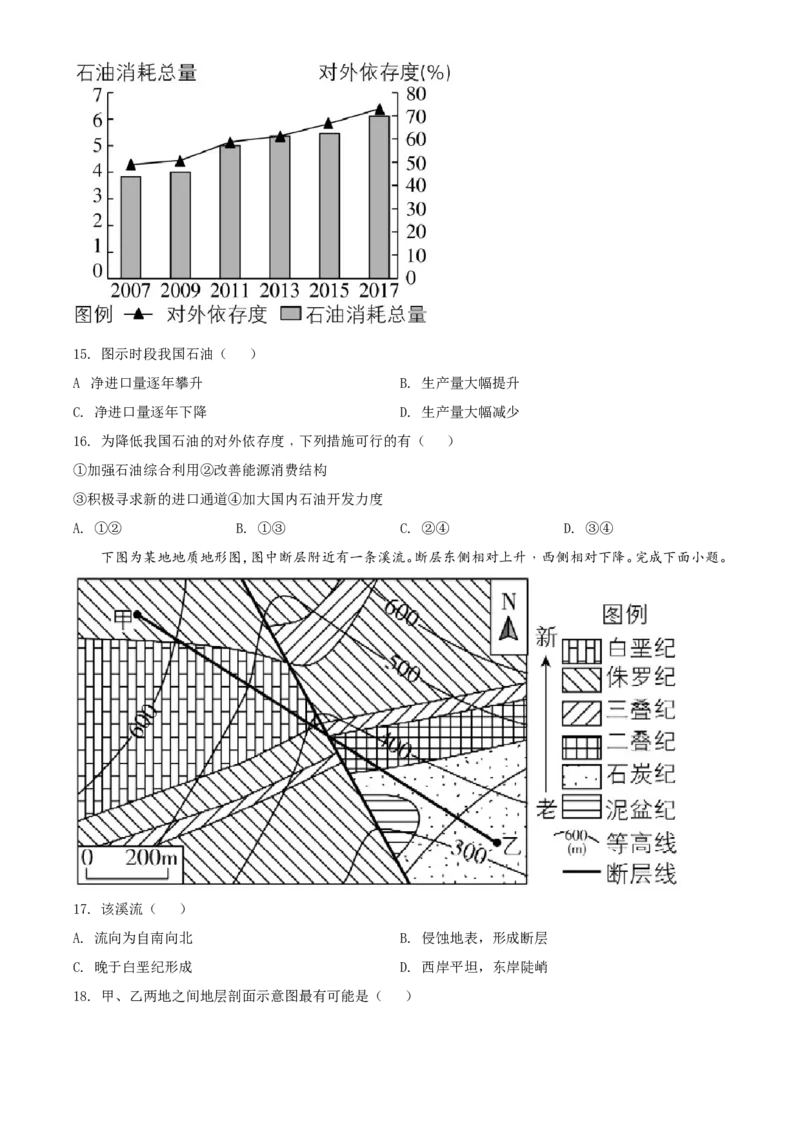 2021年6月浙江省普通高校招生选考科目考试地理试题（原卷版）_全国卷+地方卷_8.地理_1.地理高考真题试卷_2021年高考-地理_2021年浙江卷&mdash;地理（6月选考）_A4Word版