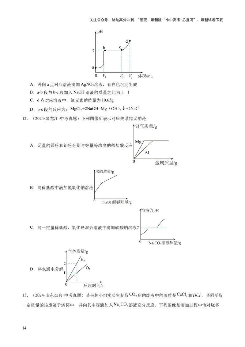 专题09坐标曲线题（原卷版）_02中考总复习（2026版更新中）_05-化学-中考总复习_2025年中考复习资料_2025年中考化学答题方法模板_专题09坐标曲线题-2025年中考化学答题方法模板