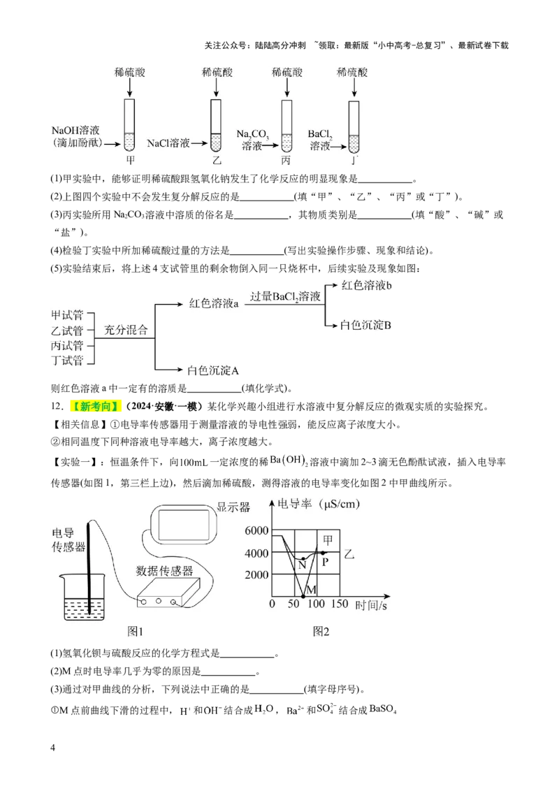 专题10常见的盐（练习）（原卷版）_02中考总复习（2026版更新中）_05-化学-中考总复习_2025年中考复习资料_2025中考化学一轮复习讲义+课件_练习_专题10常见的盐（练习）