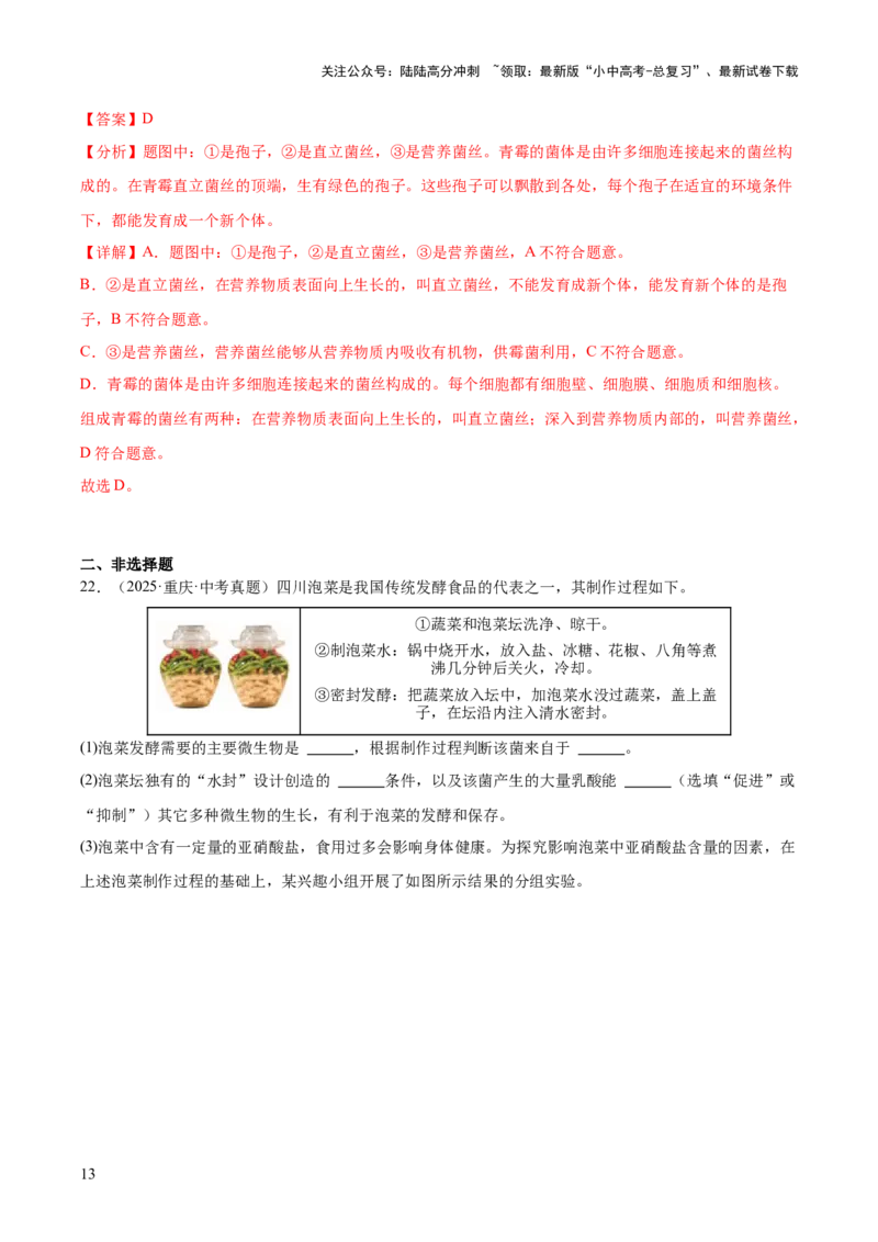 专题09各种各样的生物（全国通用）（解析版）_02中考总复习（2026版更新中）_08-生物-中考总复习_2026年中考复习（更新中）