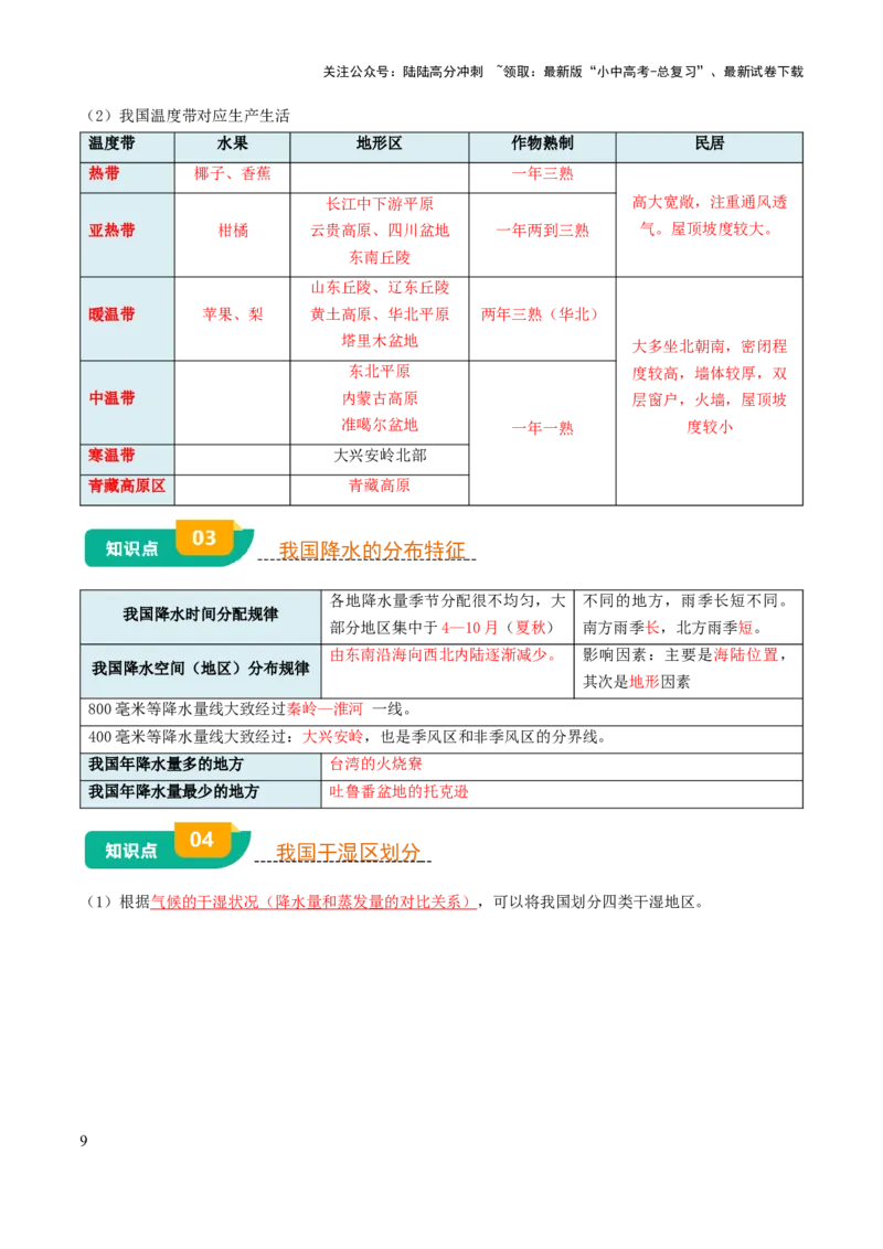 专题09我国的自然环境-2025年中考地理知识点梳理（背诵版）_02中考总复习（2026版更新中）_09-地理-中考总复习_2025中考地理复习资料_2025年中考地理知识点_挖空版+背诵版