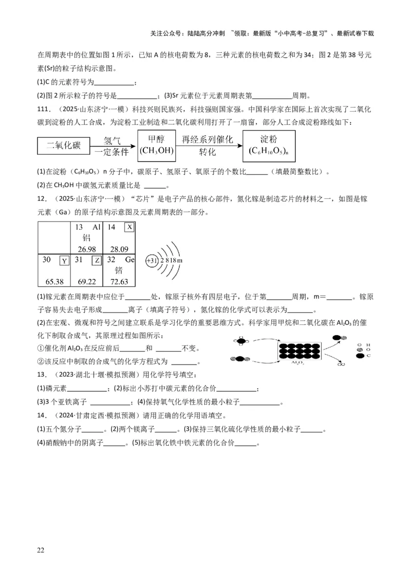 专题09物质组成的表示（原卷版）_02中考总复习（2026版更新中）_05-化学-中考总复习_2025年中考复习资料_备战2025年中考化学真题题源解密