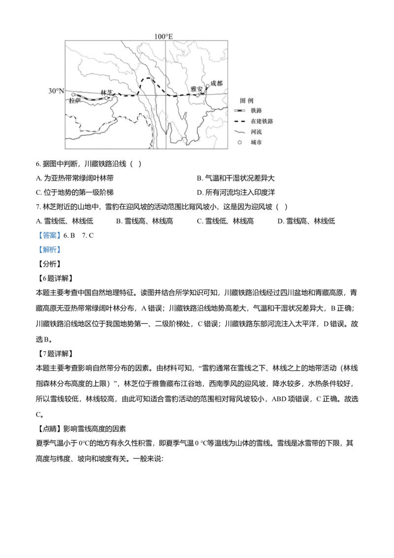 2021年天津市高考地理试卷解析版_全国卷+地方卷_8.地理_1.地理高考真题试卷_2008-2020年_地方卷_天津高考地理08-21_A4word版