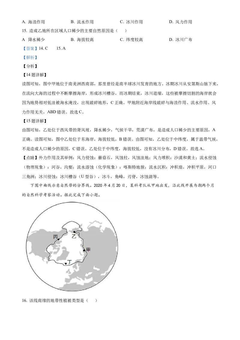 2021年海南省普通高中学业水平选择性考试地理试题（解析版）_全国卷+地方卷_8.地理_1.地理高考真题试卷_2021年高考-地理_2021年新高考海南地理