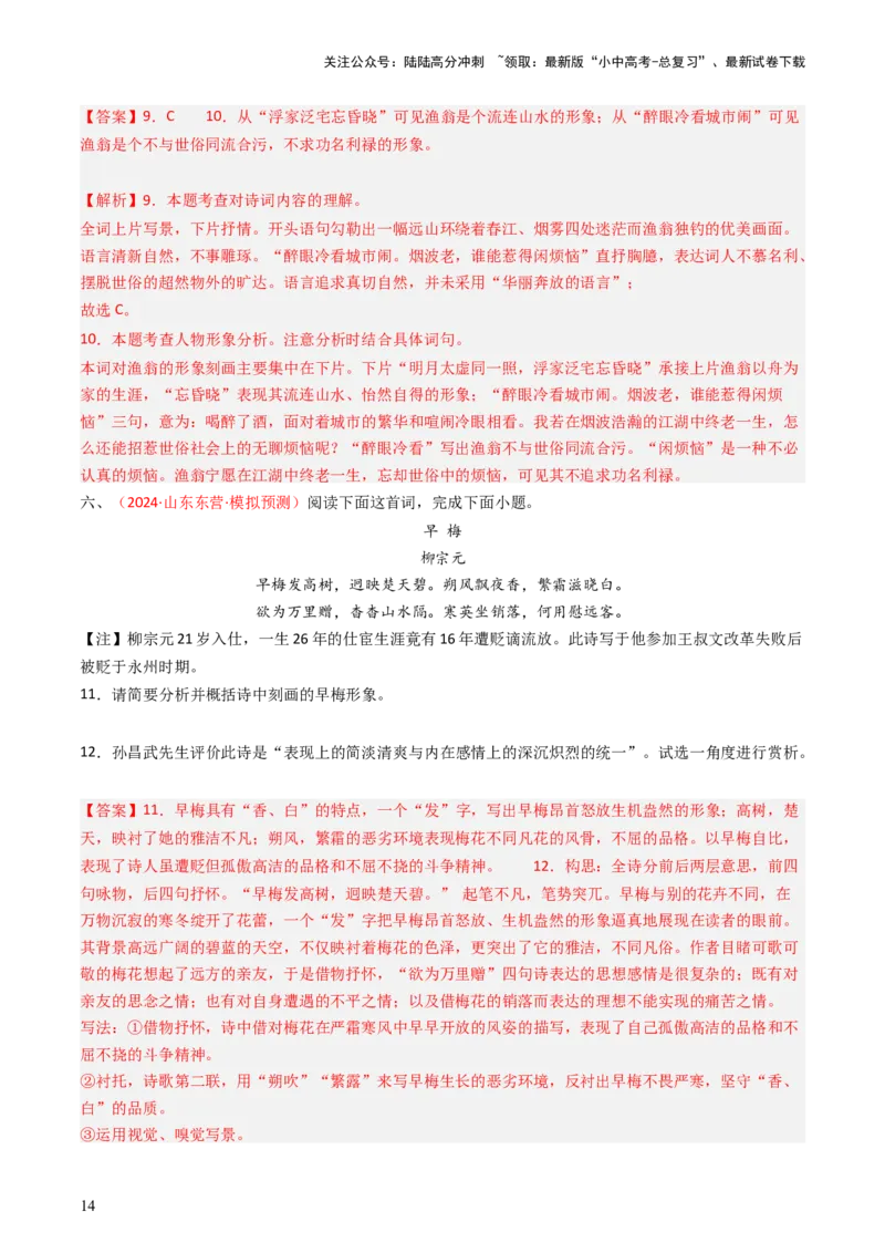 专题10：古诗词阅读之鉴赏艺术形象-备战2025年中考语文一轮复习古代诗歌阅读（全国通用）解析版_02中考总复习（2026版更新中）_01-语文-中考总复习_2025年中考资料_中考文言文专项