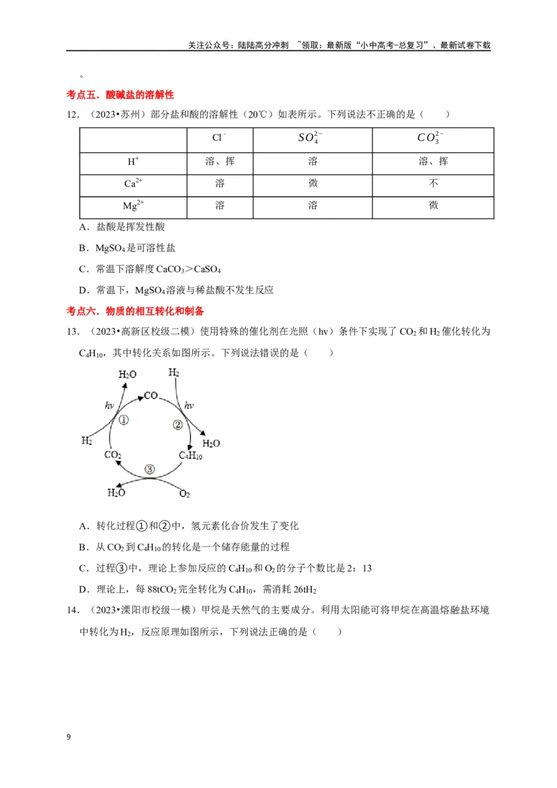 专题12盐和化肥（原卷版）_02中考总复习（2026版更新中）_05-化学-中考总复习_2024年中考复习资料_一轮复习资料_完2024年中考化学复习考点一遍过（全国通用）