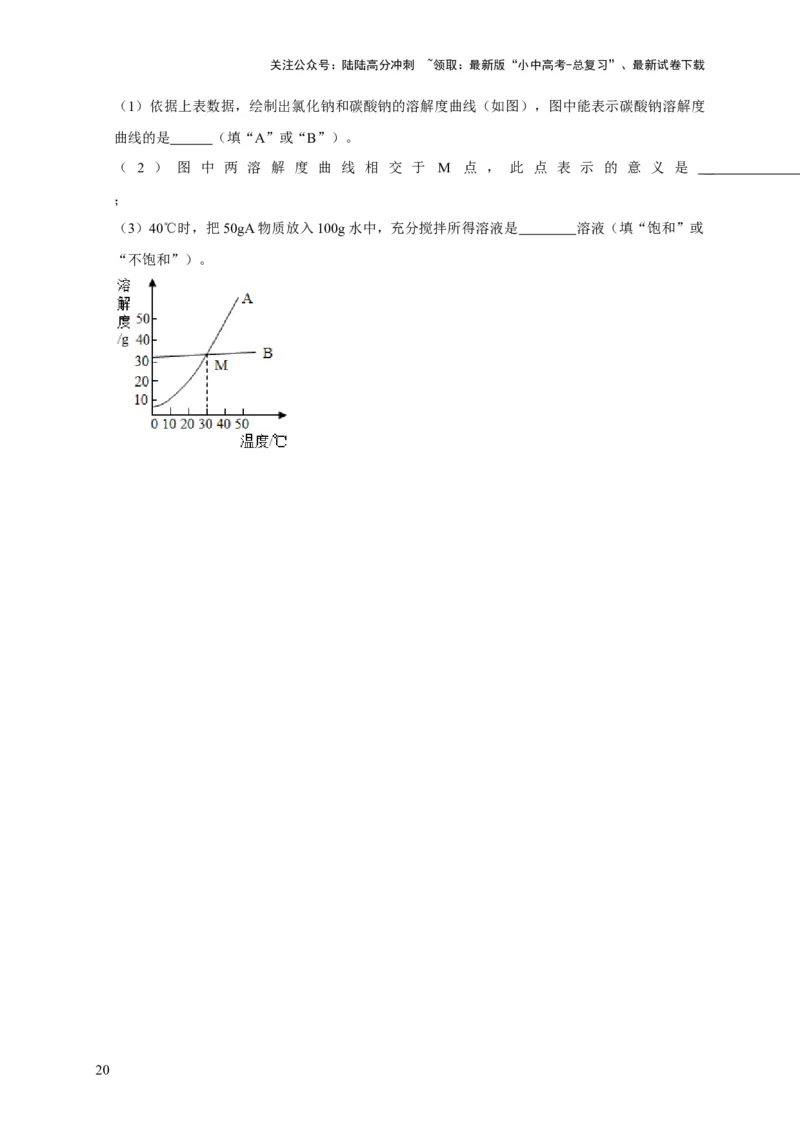 专题10溶液（原卷版）_02中考总复习（2026版更新中）_05-化学-中考总复习_2024年中考复习资料_专项复习资料_2024年中考化学复习考点一遍过（全国通用）