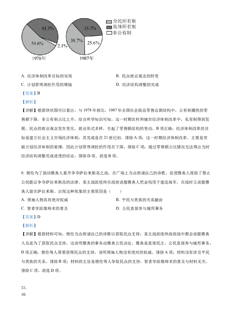 2022年高考历史真题（全国甲卷）（解析版）_全国卷+地方卷_7.历史_1.历史高考真题试卷_2022年高考-历史_2022年全国甲卷-历史