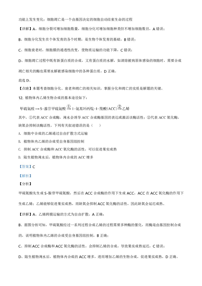 2020年高考海南卷生物试题及答案_全国卷+地方卷_6.生物_1.生物高考真题试卷_2008-2020年_地方卷_海南高考生物08-20_A4word版_PDF版（赠送）