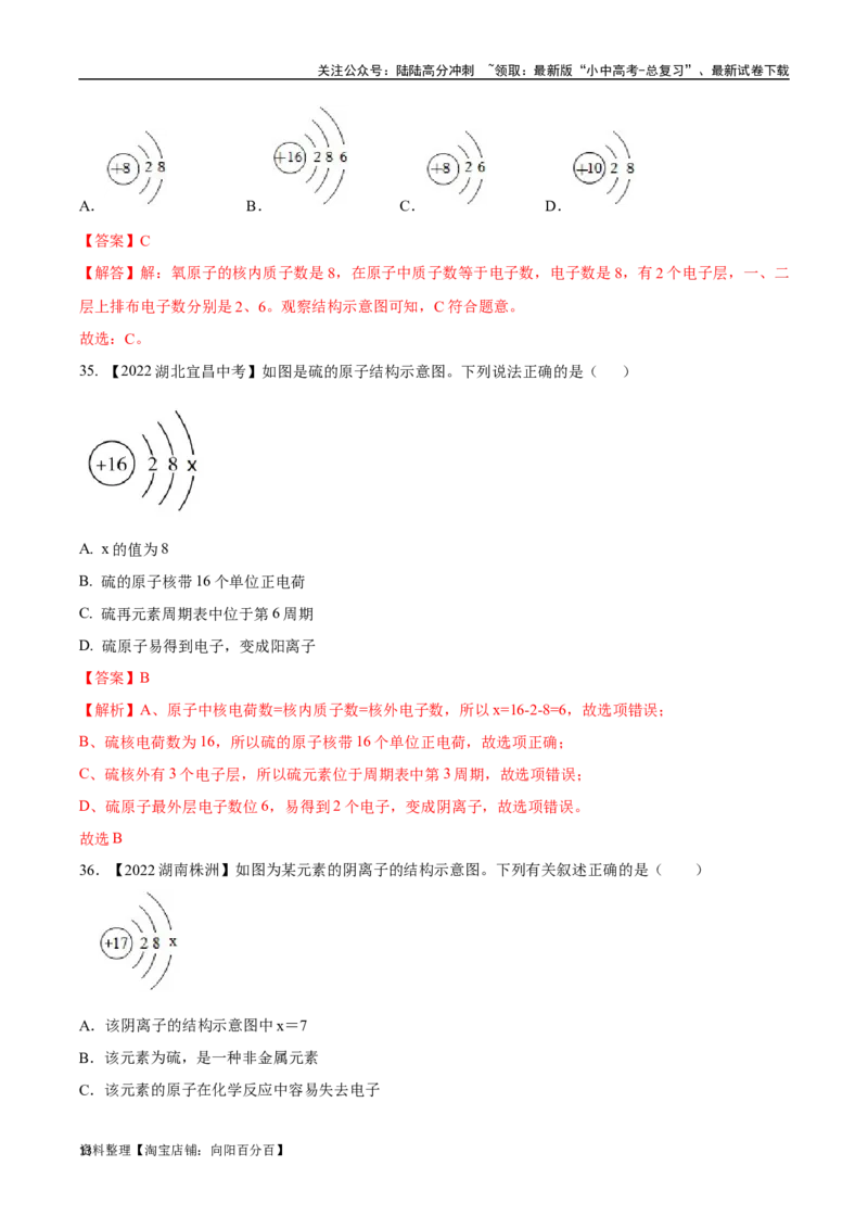 专题10物质的分类微粒构成物质（解析版）_02中考总复习（2026版更新中）_05-化学-中考总复习_2024年中考复习资料_专项复习资料_完三年（2021-2023）中考化学真题分项汇编（全国通用）