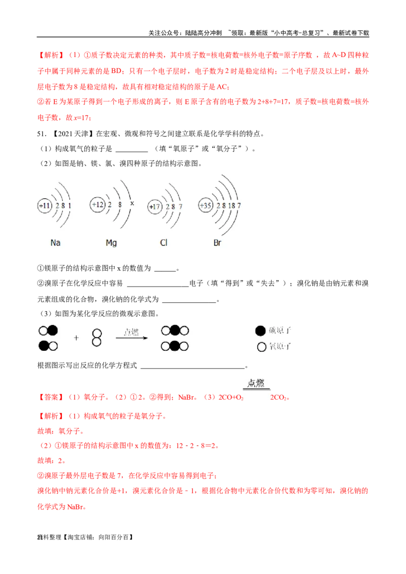 专题10物质的分类微粒构成物质（解析版）_02中考总复习（2026版更新中）_05-化学-中考总复习_2024年中考复习资料_专项复习资料_完三年（2021-2023）中考化学真题分项汇编（全国通用）