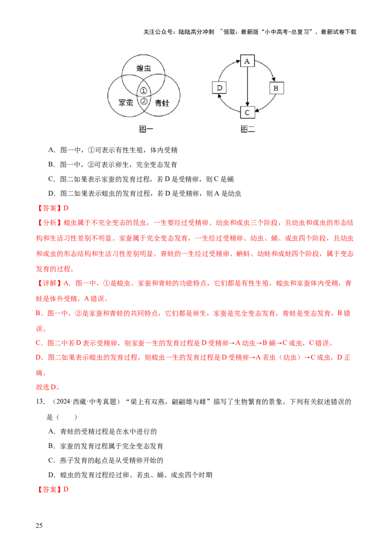 专题11生物的生殖和发育（全国通用）（解析版）_02中考总复习（2026版更新中）_08-生物-中考总复习_2026年中考复习（更新中）