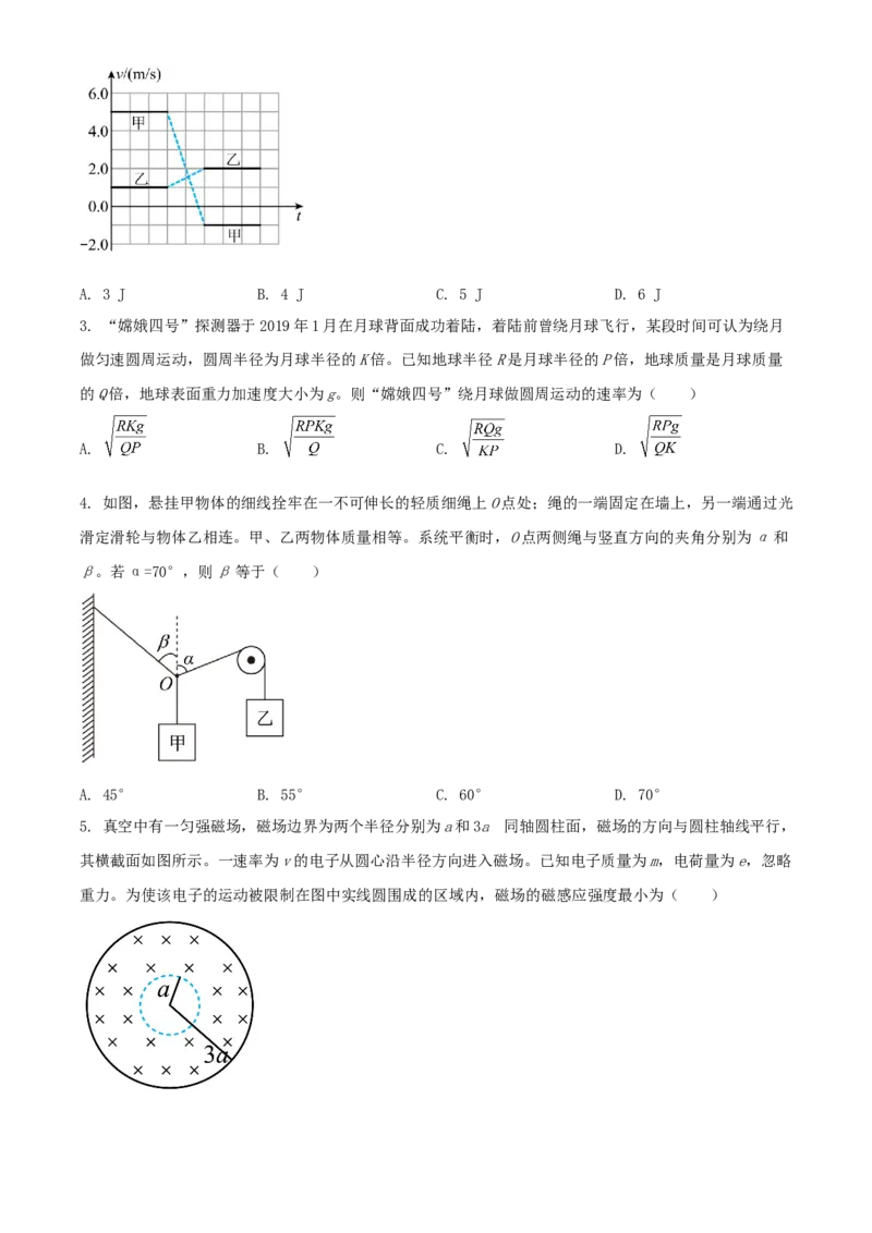 2020年全国统一高考物理试卷（新课标Ⅲ）（原卷版）_全国卷+地方卷_4.物理_1.物理高考真题试卷_2008-2020年_全国卷物理_全国统一高考物理（新课标ⅲ）16-21_A4word版
